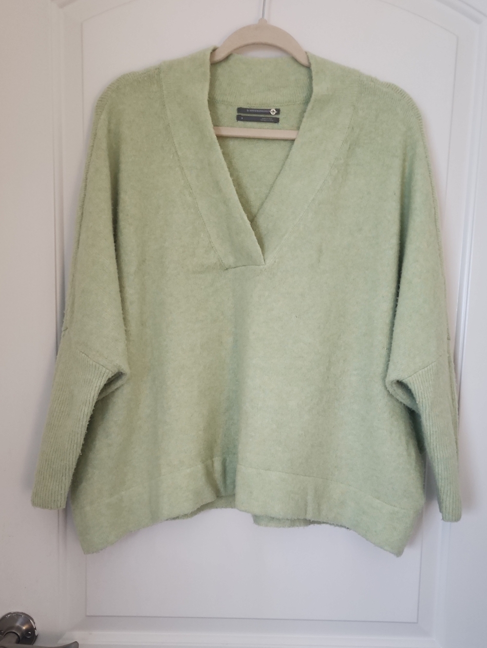 Anthropologie Soft Sage V-Neck Sweater